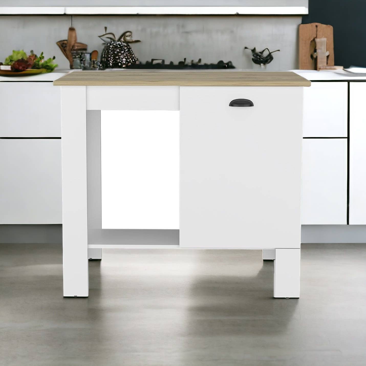 HomeRoots – wholesale Kitchen storage/organiser – White and Natural 35" Kitchen Island With Storage
