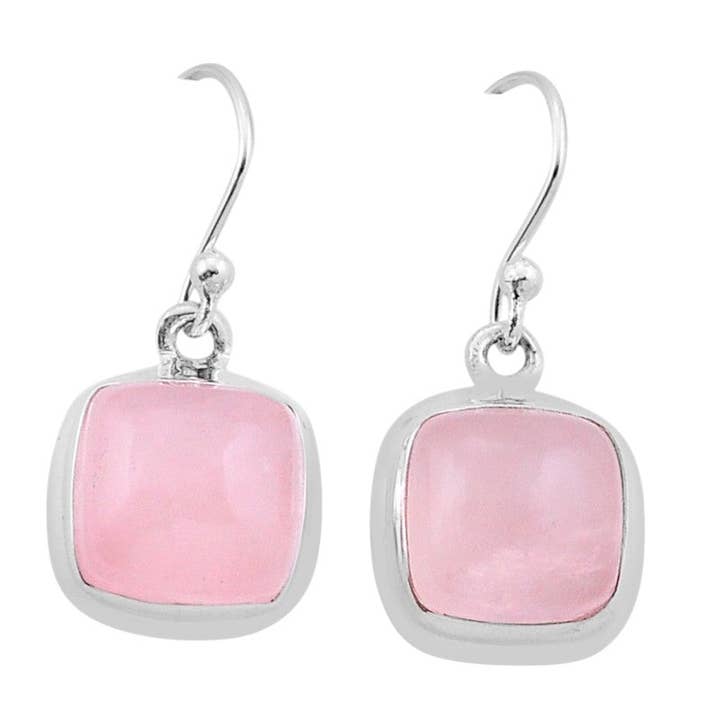 Pendientes de cuarzo rosa Brasil AA plata 925 para venta al por mayor de La Boîte à Cailloux