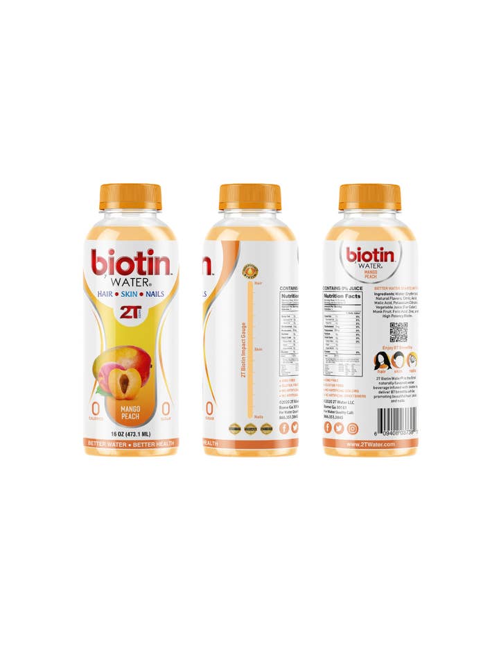 Biotin Water® Mango Peach 16oz for wholesale by 2T Water LLC