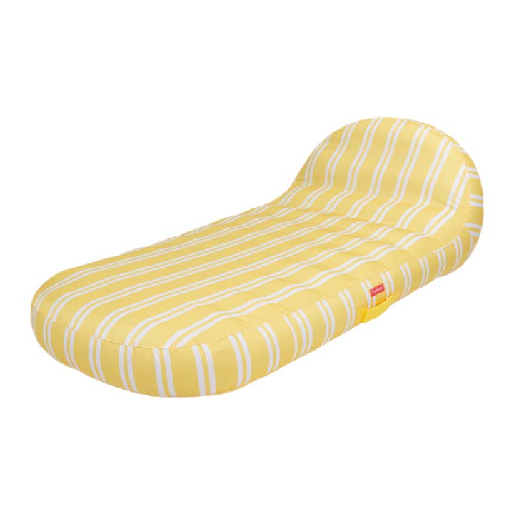 Yellow striped individual lounger float for wholesale by Flamingueo