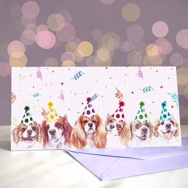 Cartão de Aniversário Cavalier King Charles Spaniel - Blenheim CKCS por atacado de Amber Marie Studio