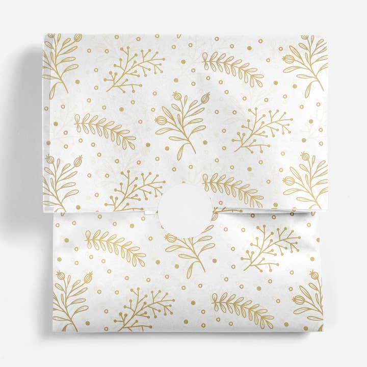 Papergem - Wholesale Tissue Paper - "Golden Winter Florals" Tissue Paper0