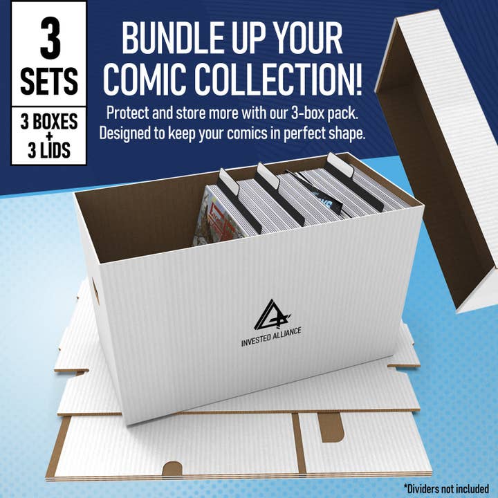 Invested Alliance LLC - Wholesale Storage Bin - Premium Comic Book Storage Boxes - 3 Pack2