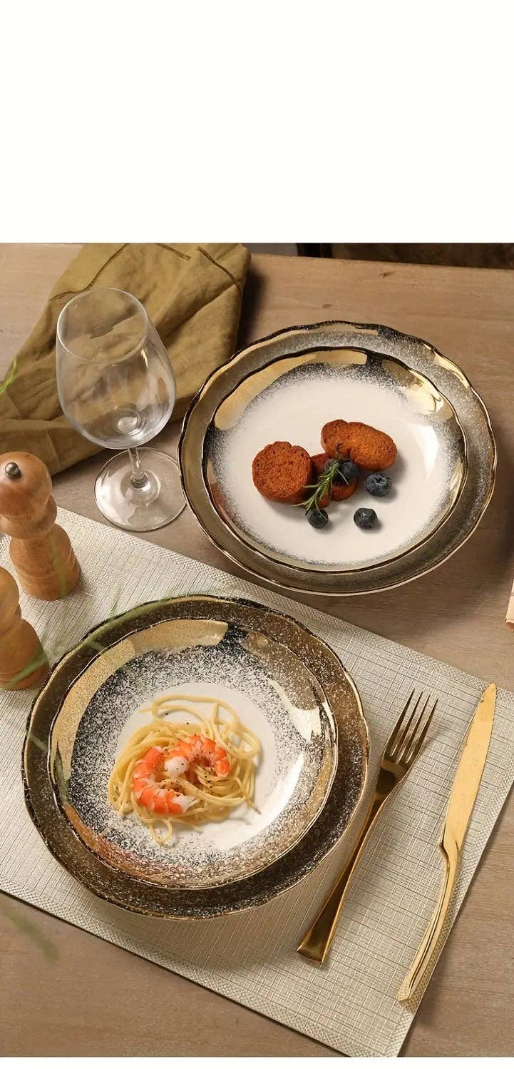 Huis Van Merken – wholesale Tallrikar – Elegant keramiktallrik med guldkant – 20,3 cm1