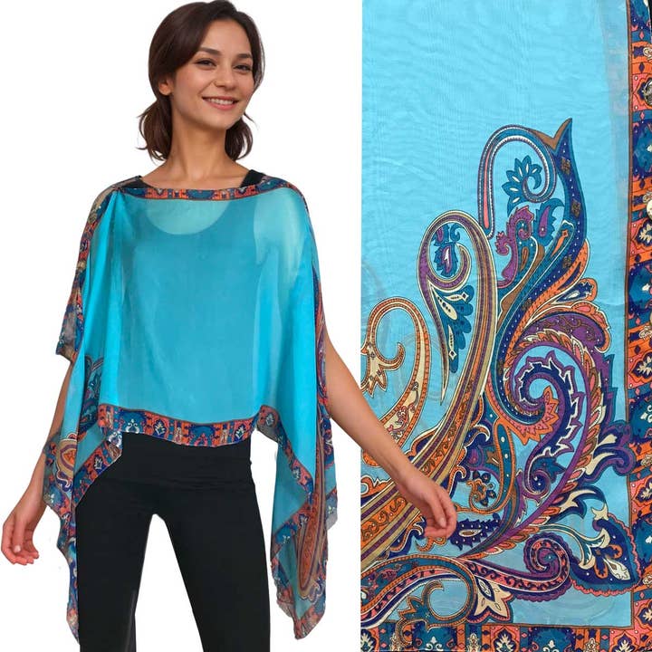 The Magic Scarf Company - Vendita all'ingrosso Poncho - Donna - Poncho/Cappa setosa con sei bottoni34