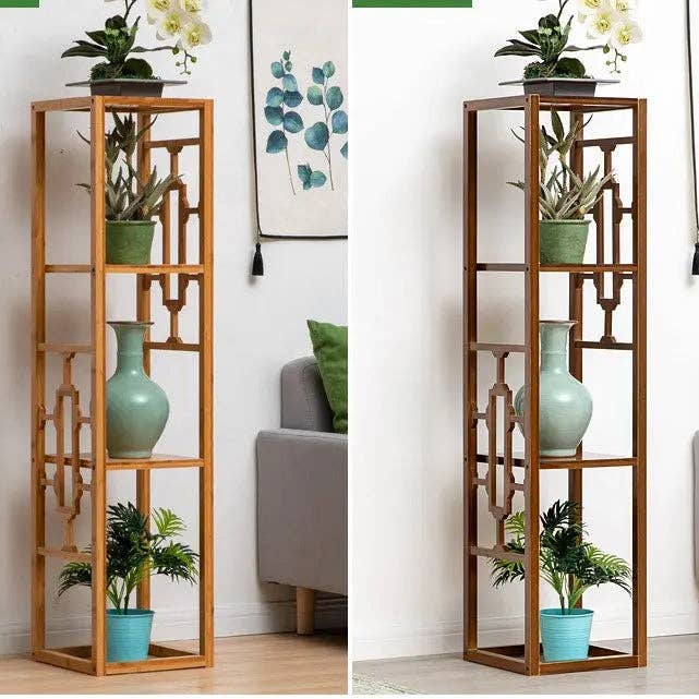 everythingbamboo – wholesale Krukstativ – Premium bambu träväxtställ Dekorationshylla Snidad förvaring Elegant