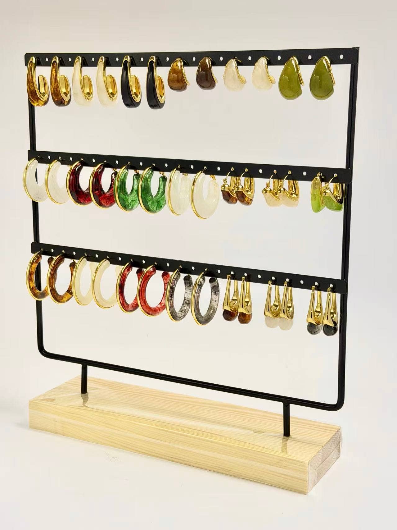 COSMOS - Vente Parures de bijoux - Lot 20 Paires Boucles d’Oreilles Résine Acier Tendance Chic 2