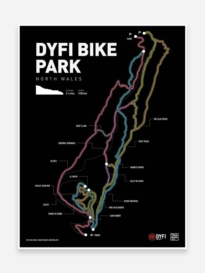 Dyfi Bike Park Kunstdruck für den Großhandel von Trailmaps.com
