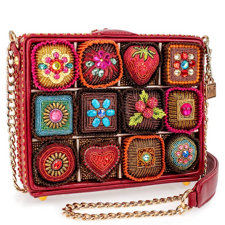 Mary Frances Accessories - Wholesale Crossbody Bag - Women's - Sweet Indulgence Beaded Candy Box Crossbody Shoulder Handbag