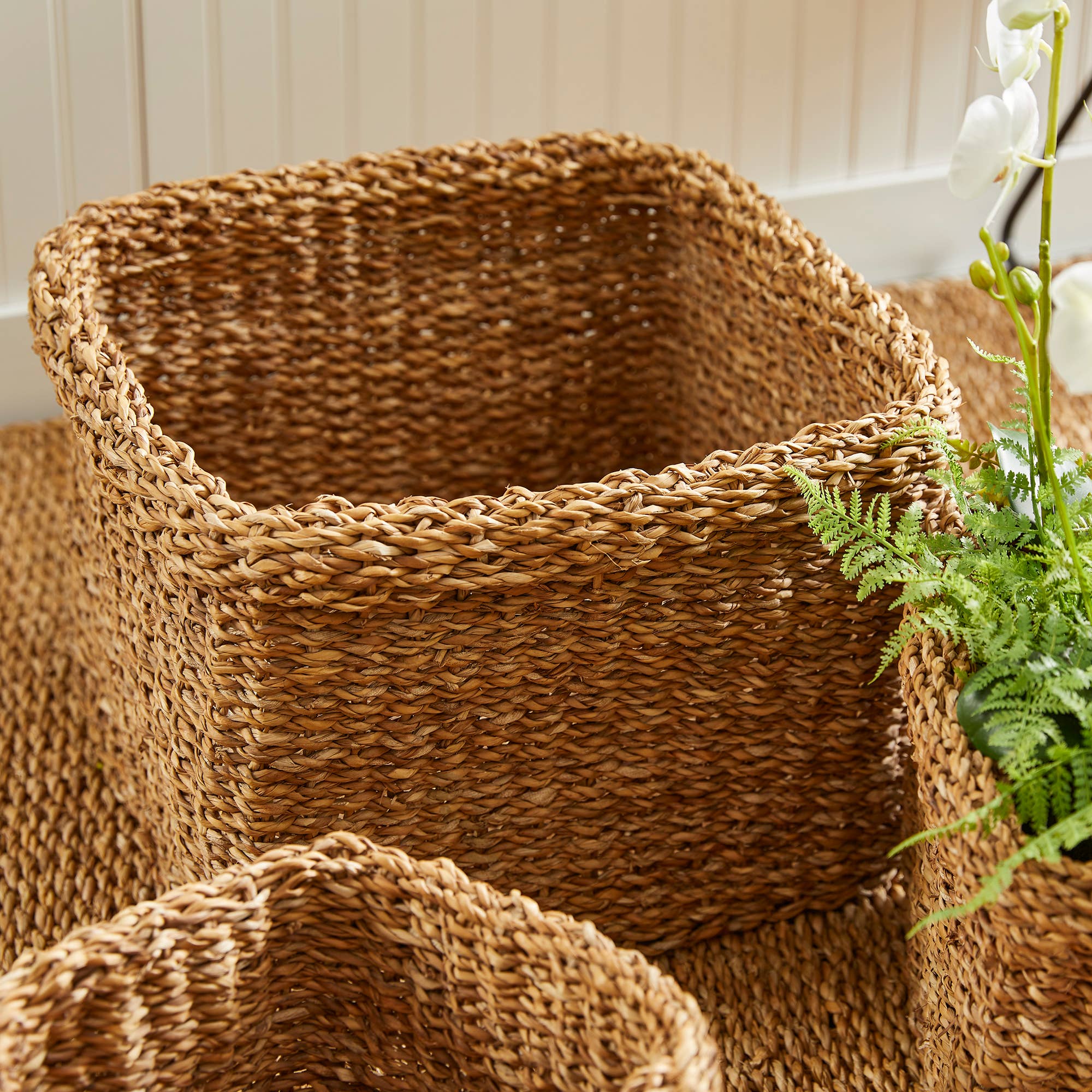 Napa Home & Garden - Wholesale Basket - Seagrass Square Baskets With Cuffs, Set of 33
