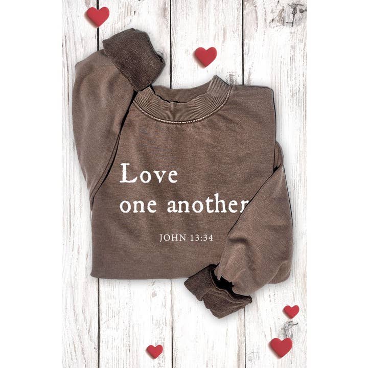 HRTandLUV - Wholesale Sweatshirt - Women's - LOVE ONE ANOTHER MINERAL GRAPHIC SWEATWHIRTS1