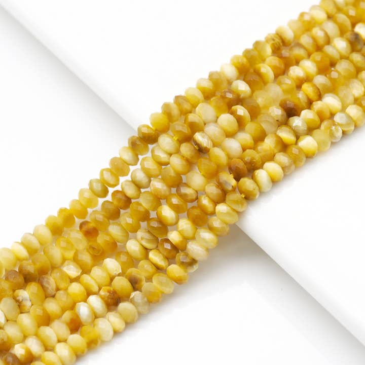 Genuine Golden Tiger Eye Rondelle Faceted Beads, Sku#UA286 for wholesale by BestBeads&Beyond