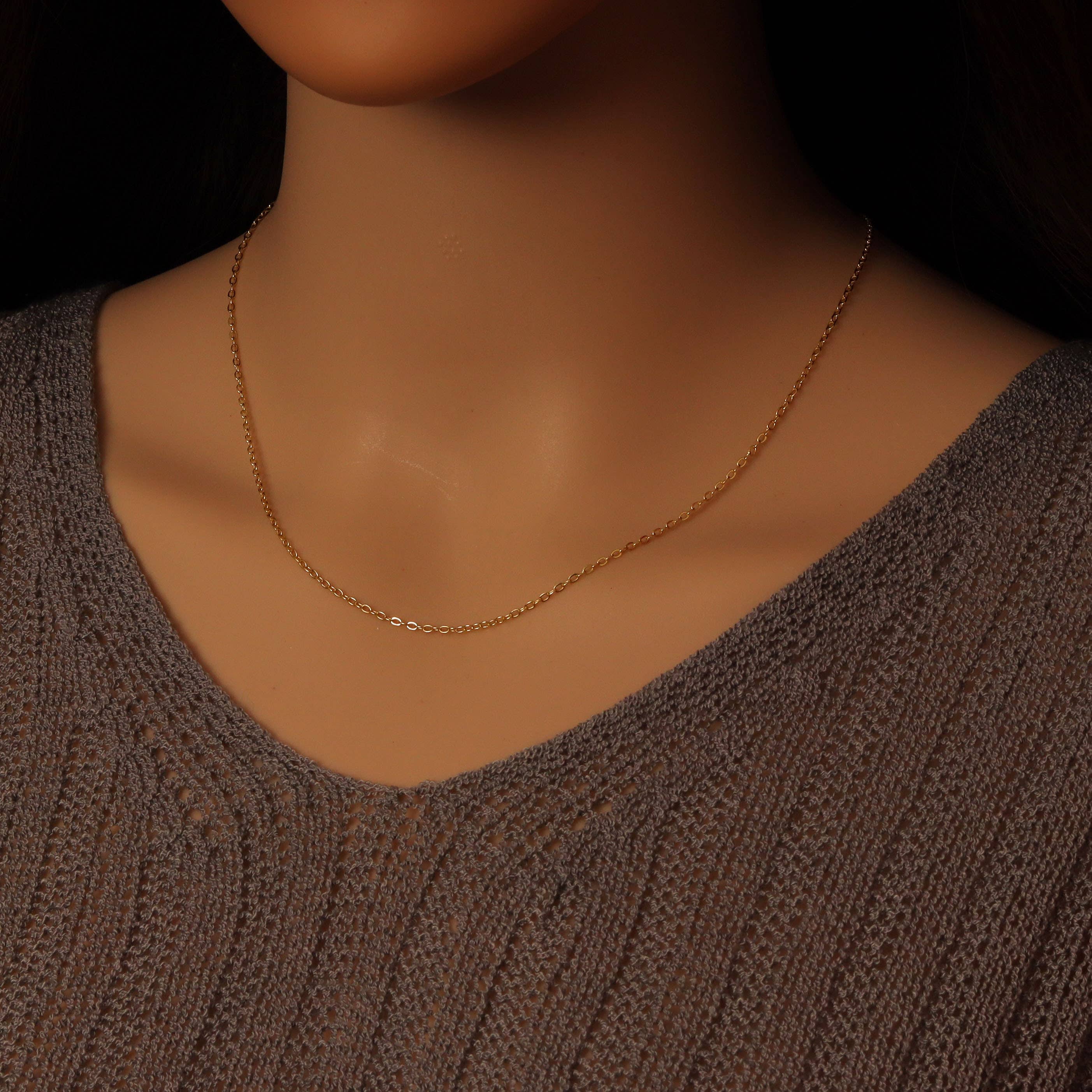 BestBeads&Beyond – wholesale Kedjehalsband – 18K guld färdiga spår länk kedja halsband, sku #JD033