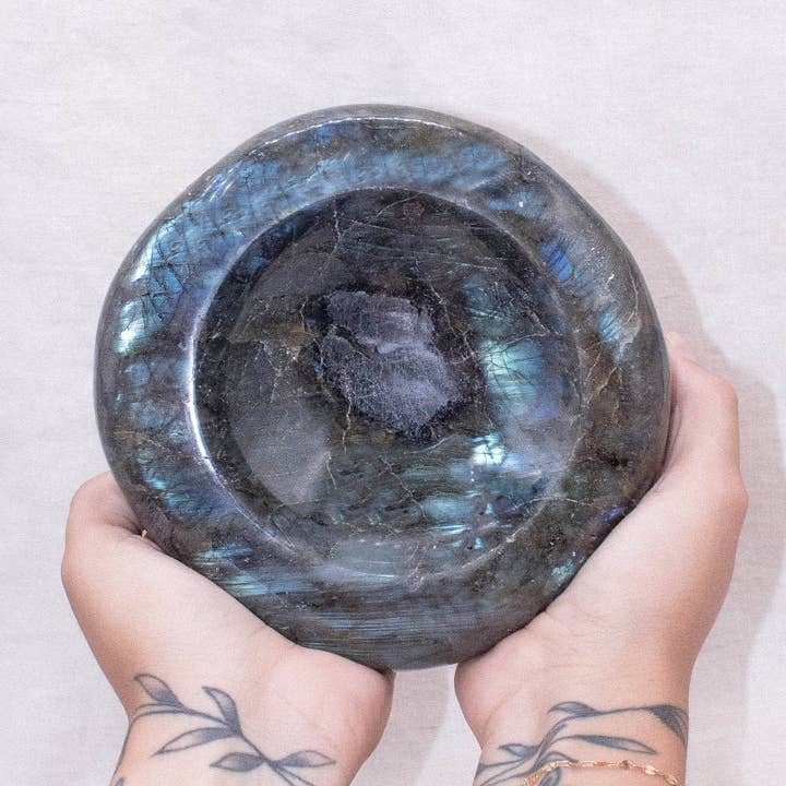 Tiny Rituals - Wholesale Spiritual Stone/Crystal - Genuine Labradorite Blue Flame Bowl - 1 of a Kind14