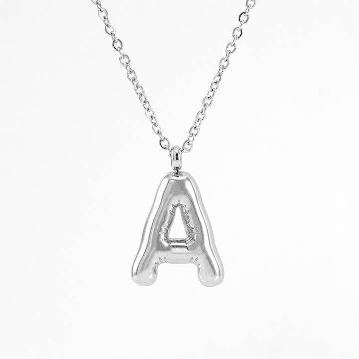 NINEXIS - Wholesale Pendant/Charm Necklace - CWAJE1946_Steel Color Bubble Letter Necklace0