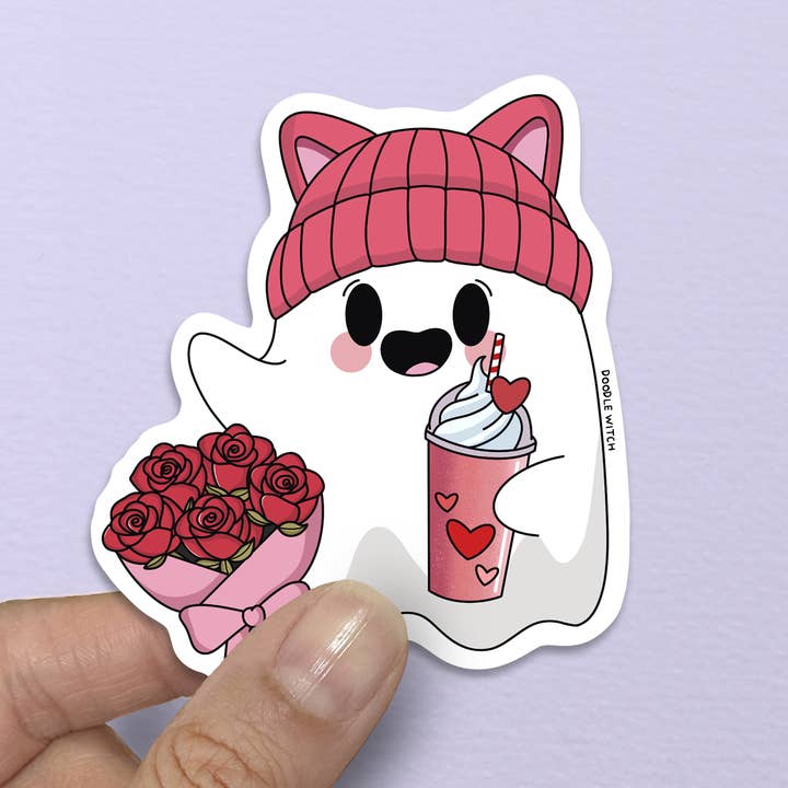 Fantasma con Pegatina de Café de San Valentín para venta al por mayor de DoodleWitch
