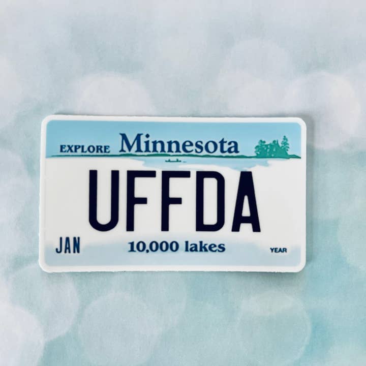 Beckamade - Wholesale Sticker - Minnesota Plate Uffda Sticker1