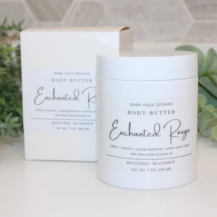 Enchanted Rouge Body Butter 7 oz, Baccarat 540 Non-Greasy for wholesale by Baba Yaga Designs LLC