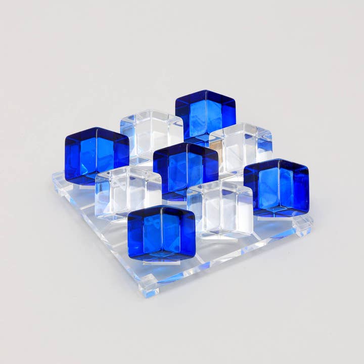 TrenDec - Wholesale Decorative tabletop object - Tik Tack Toe | Acrylic Blue & White Tik Tack Toe Game Set5