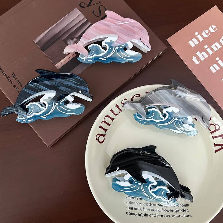ACCITY - Wholesale Hair Clip - Women's - Ocean Animal Hair Claw–Dolphin, Seal & Shark Clip_CWAHA5759