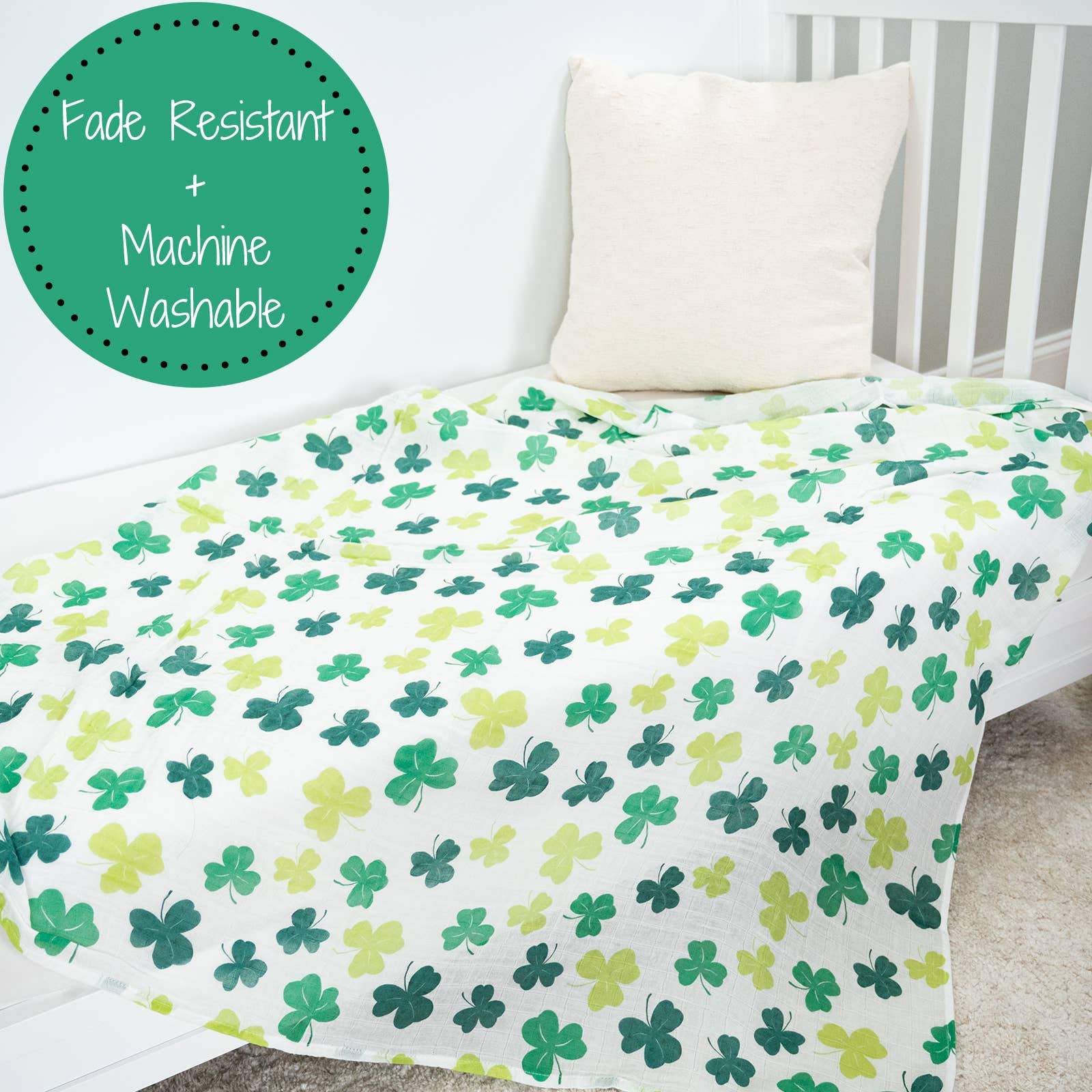 LollyBanks - Wholesale Swaddle - Baby - Lucky Shamrock St. Patrick's Day Themed Baby Swaddle Blanket6
