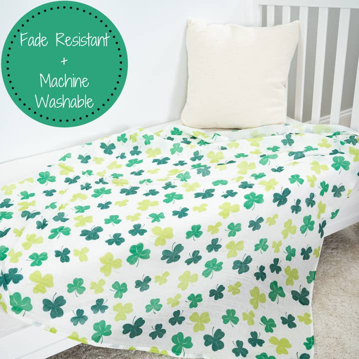 LollyBanks - Wholesale Swaddle - Baby - Lucky Shamrock St. Patrick's Day Themed Baby Swaddle Blanket6
