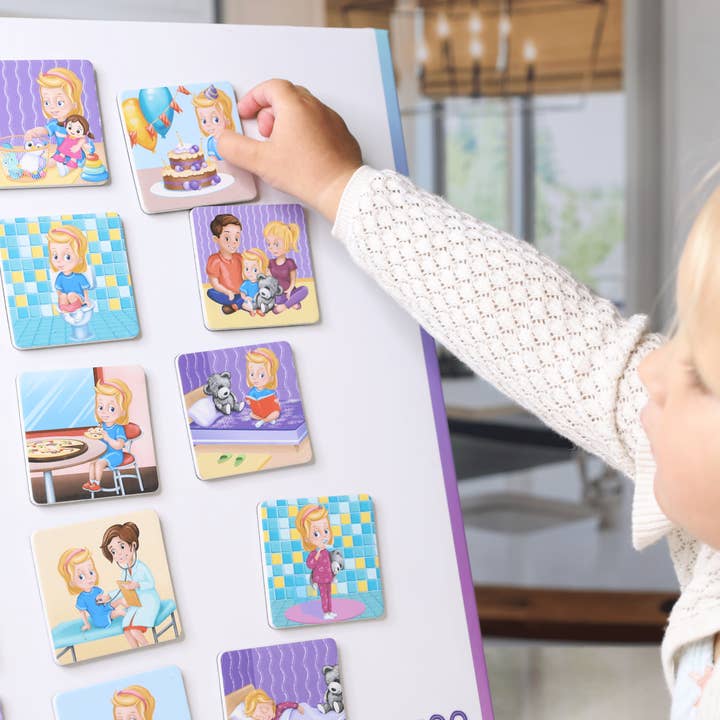 Kluzoo - Vendita all'ingrosso Carte didattiche - Bambini e neonati - Day Planner Girls - 72 carte magnetiche con routine quotidiana