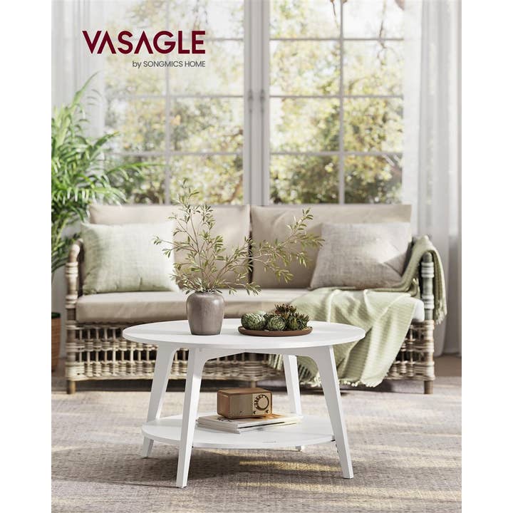 Table basse ronde à 2 niveaux avec rangement pour la vente par Greenwestons