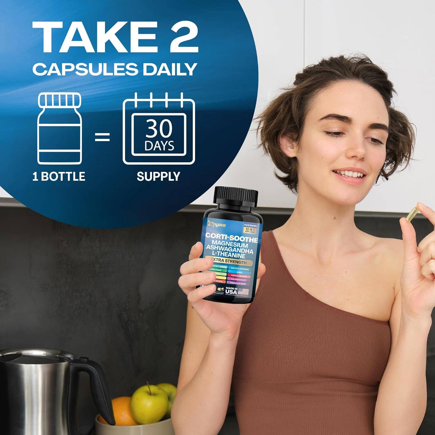 Zoyava - Venta al por mayor Suplementos/vitaminas para beber - Suplemento de cortisol Corti-Soothe, 60 cápsulas6