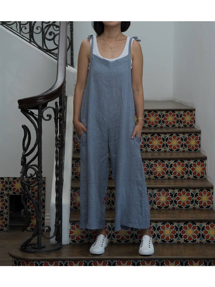 Merci Marie - Wholesale Jumpsuit - Women's - Linen Tie Shoulder Jumper #424211