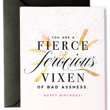 Fierce & Ferocious Vixen, Funny & Stylish Birthday Card Fierce & Ferocious Vixen, Funny & Stylish Birthday Card