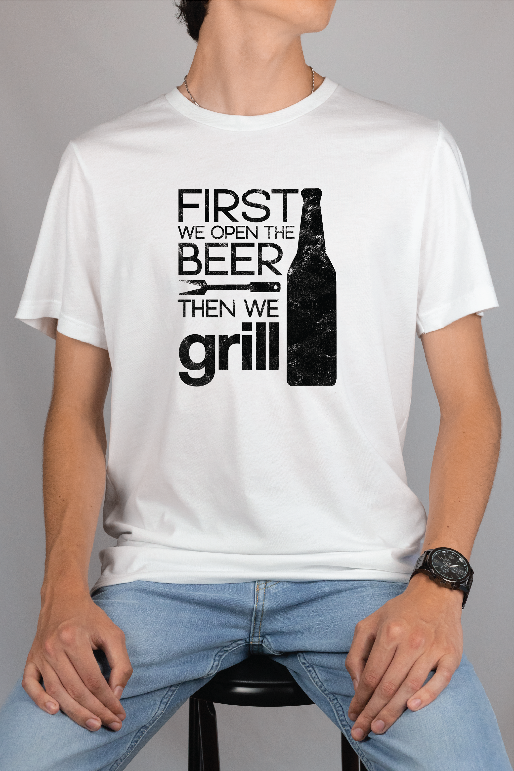 Minnesota Sisters – wholesale Screen printed t-shirt – Men′s – First We Open the Beer, Then We Grill - Men's Graphic Tee0