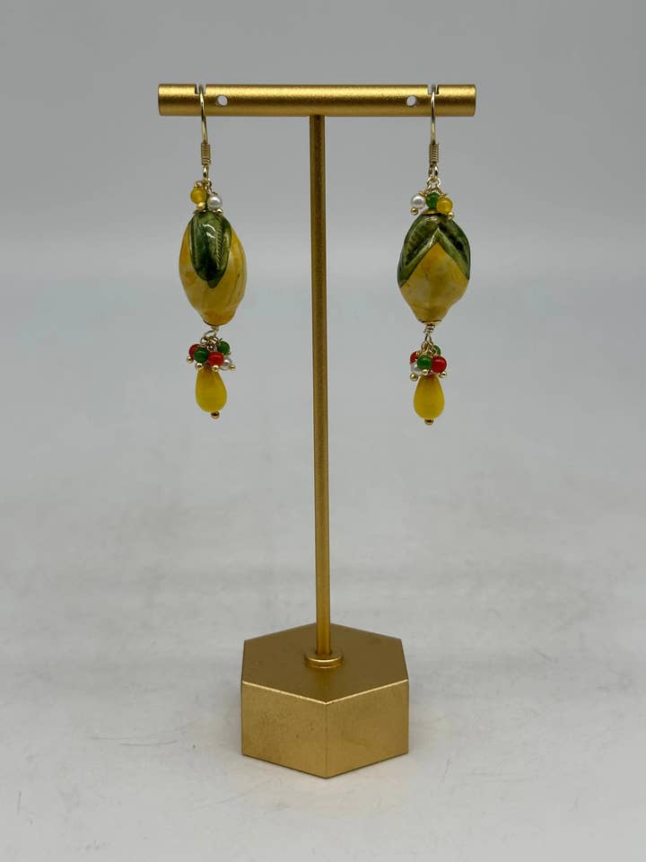 Håndlavede citronøreringe i Caltagirone keramik, sten og koral V.3 for engroshandel hos DD Ceramiche Siciliane