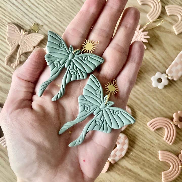 Terra Made - Wholesale Dangle Earrings - Moth clay earring
