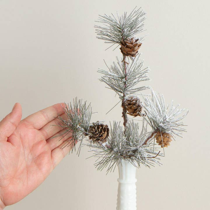 Factory Direct Craft - Wholesale Artificial Flowers - 12" Artificial Flocked Mountain Pine Pick2