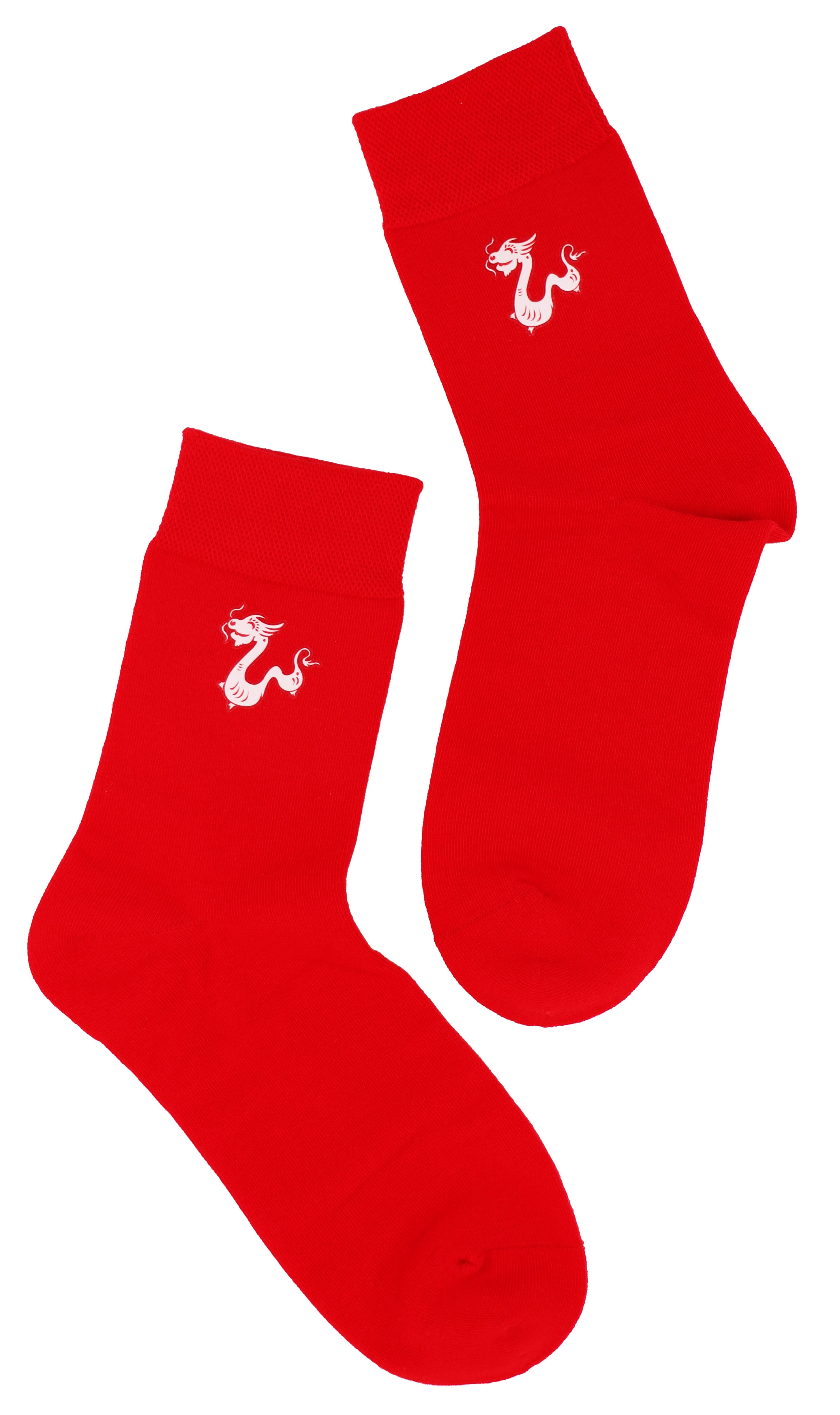 SoXcellent - Vendita all'ingrosso Calzini - Unisex - Calzini divertenti Dragon Chinese Loong Lucky Red White Quarter1