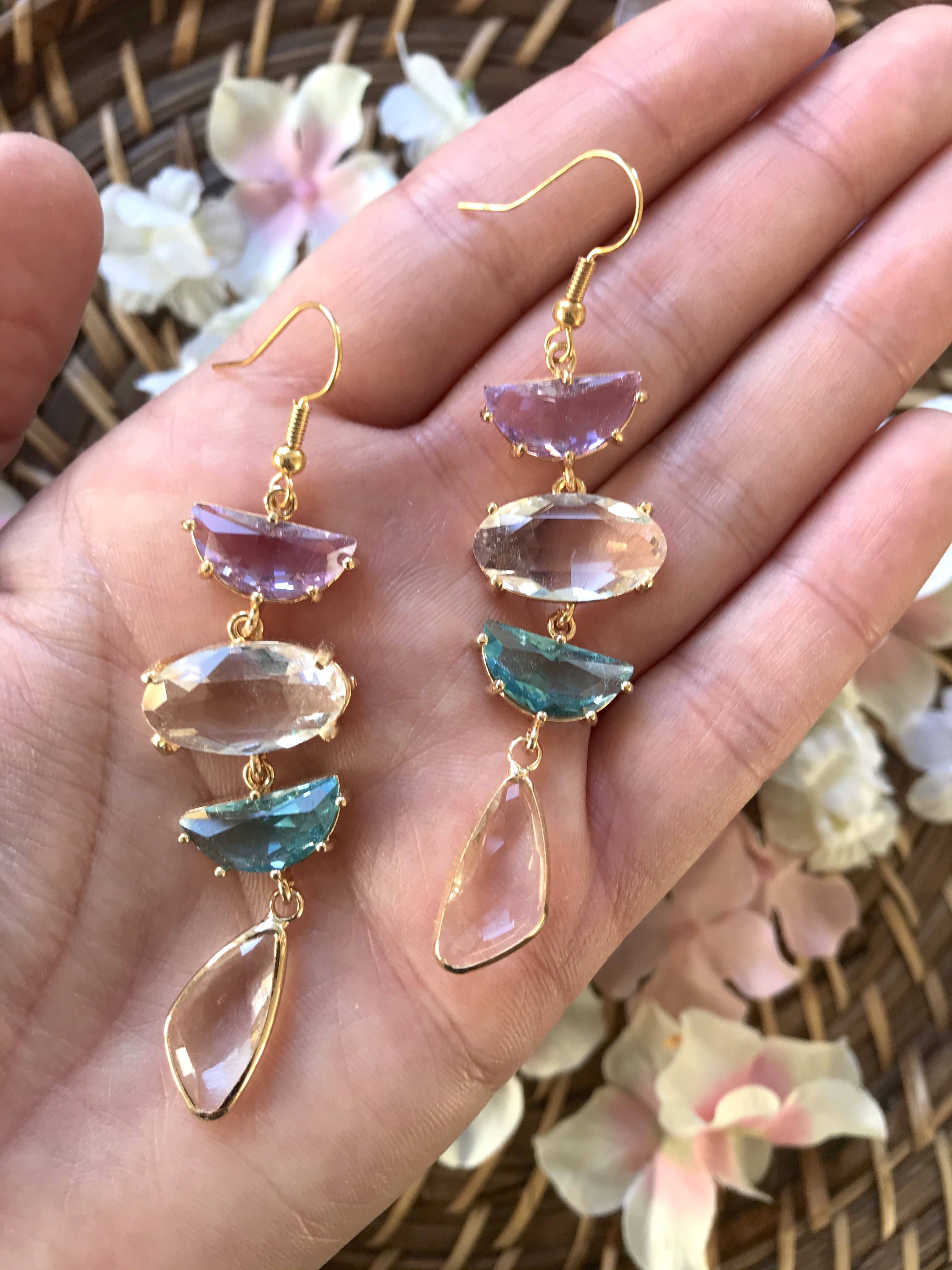 XTRA by Stacey – wholesale Dangle earrings – The Lucy Earring - Blue and Pink Pastel4