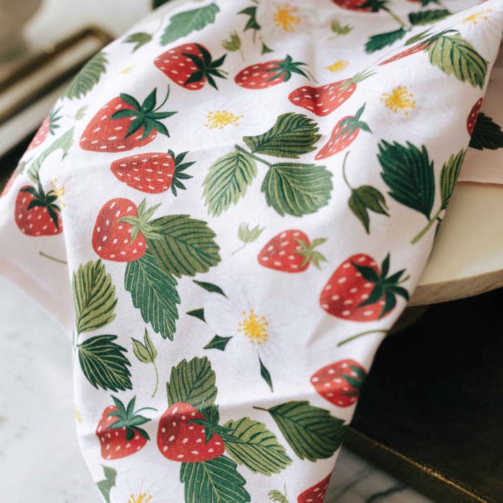 Paper Farm Press - Wholesale Tea Towel - Strawberry Patch Tea Towel2