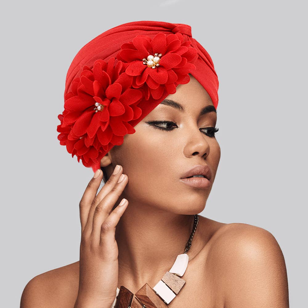 Sensibling Corp. - Vente Turban – femme - Chapeau turban orné de perles florales2