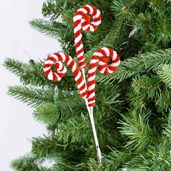 Factory Direct Craft - Wholesale Artificial Christmas Tree - 9" Red and White Candy Canes Pick with Clip1