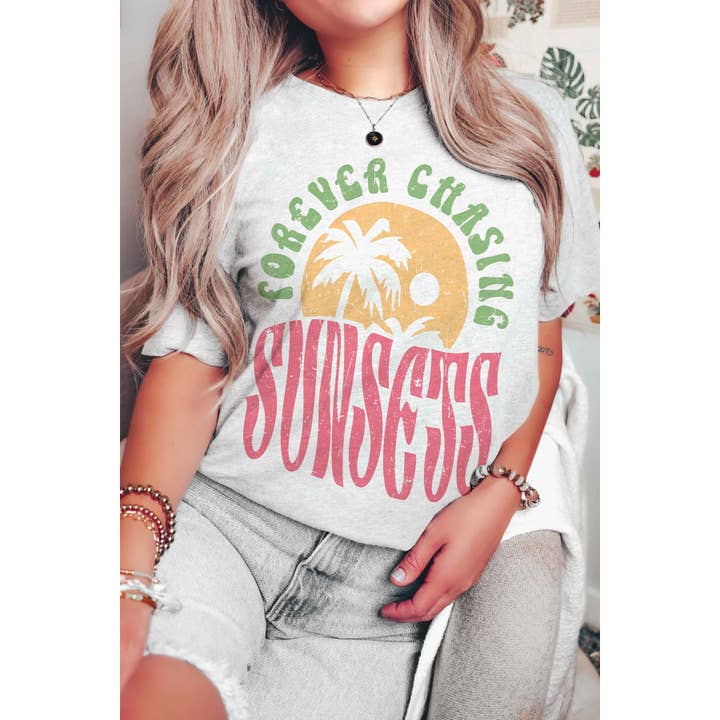 BLUME & CO. - Wholesale T-Shirt (Graphic) - Women's - FOREVER CHASING SUNSETS Graphic Tee2