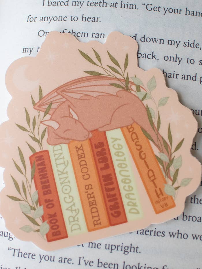 Fourth Wing | Basgiath Bookshelf Dragon Waterproof Sticker for wholesale by Meaggie Moos