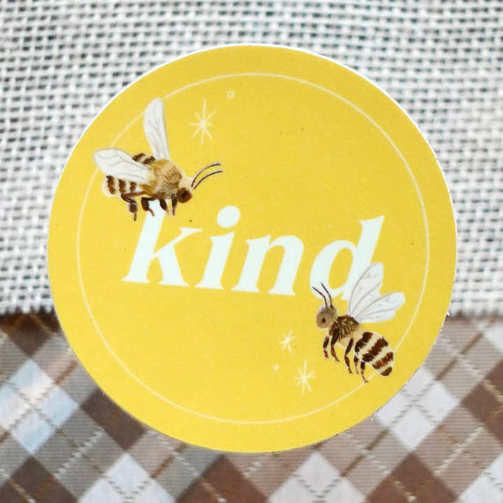 "Kind" - Bee Circle Vinyl Sticker for wholesale by Fun Gal Studio