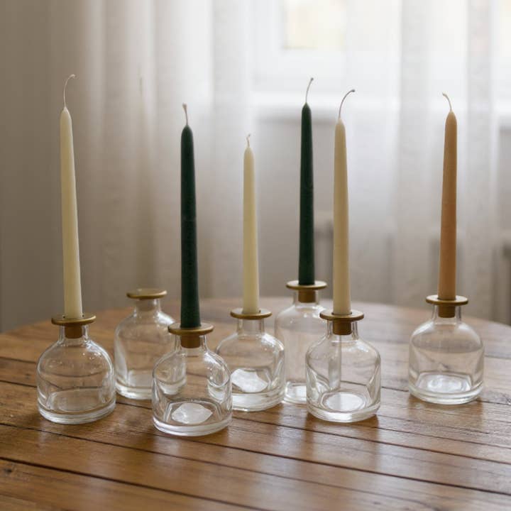 Skinny Taper Glass Candle Holder - Medium and other Purchase Wholesale candles and candle holders. Free Returns & Net 60 Terms on Faire trending on Faire.