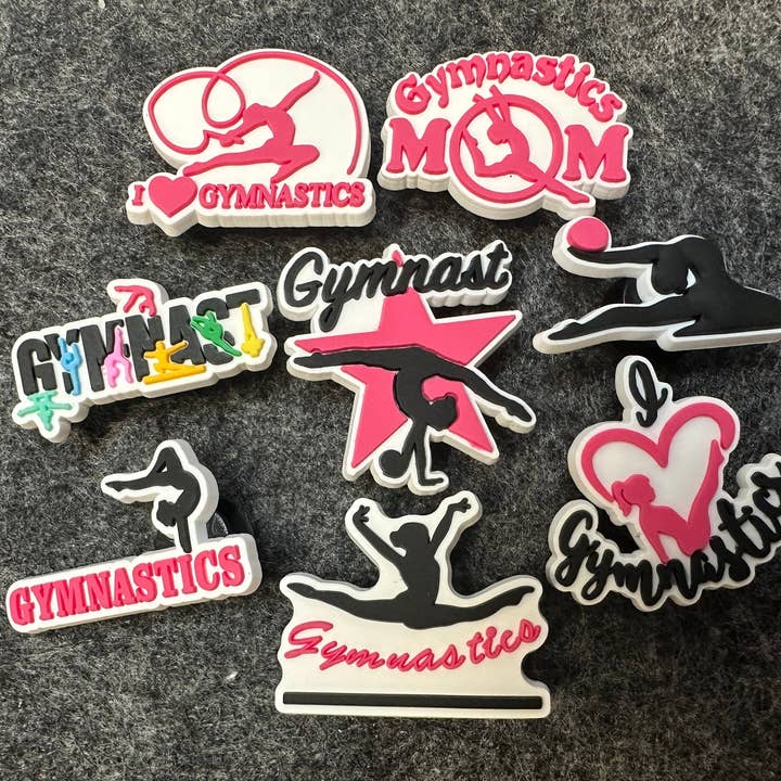 JuliesDecal - Wholesale Shoe Accessories - I Love Gymnastics theme gymnast shoe charms