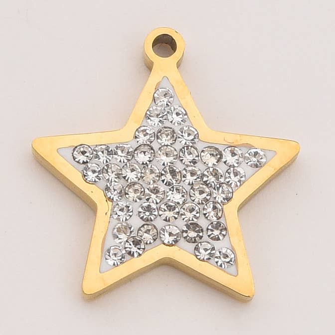 Gold Filled Star Charm, Pave Crystal Stainless Steel, SCP130 for wholesale by Beads Creation