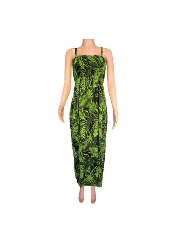 DK Hawaii - Wholesale Dress - Women's - Tropical Floral and Leaves Print Maxi Beach Dress2