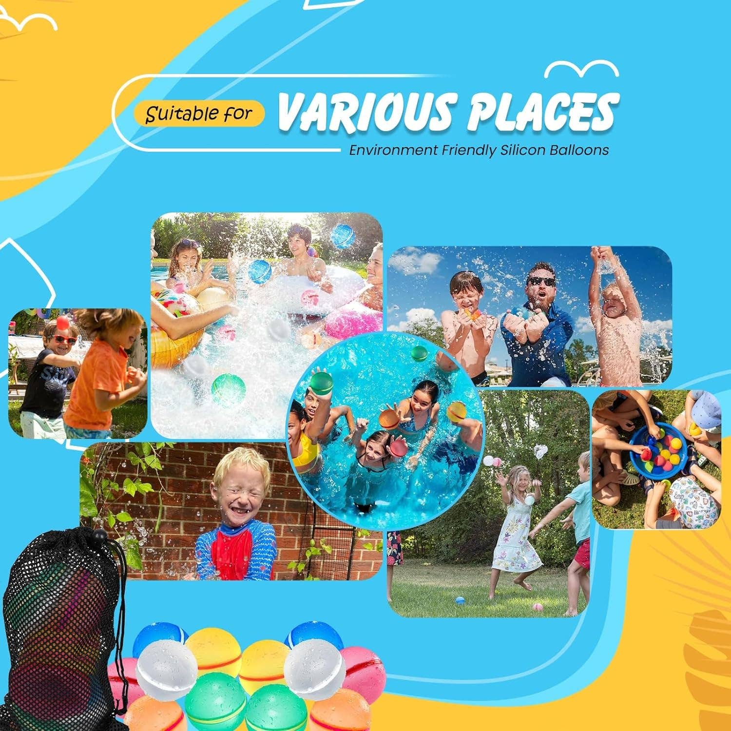 Lelaffet - Wholesale Beach/Pool Toy - Kids & Baby - Reusable Water Balloons For Kids | Magnetic Refillable Water8