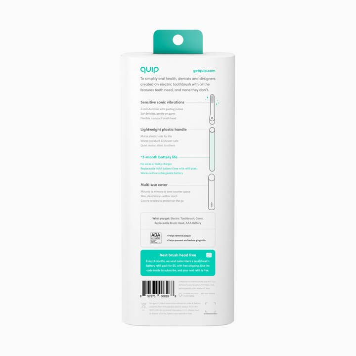quip - Wholesale Toothbrush - quip Green Plastic Electric Toothbrush