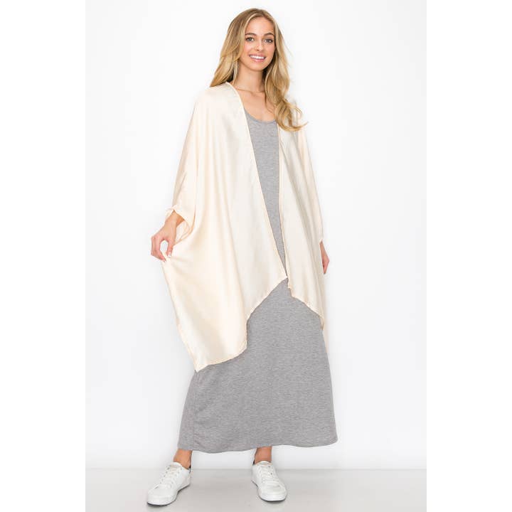 WASHED SATIN FLYAWAY KIMONO ONE SIZE FITS MOST S-3XL for wholesale by Coin 1804